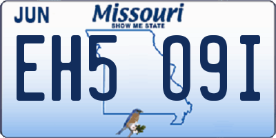 MO license plate EH5O9I