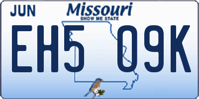 MO license plate EH5O9K