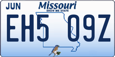 MO license plate EH5O9Z
