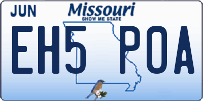 MO license plate EH5P0A