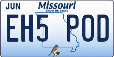 MO license plate EH5P0D