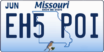 MO license plate EH5P0I