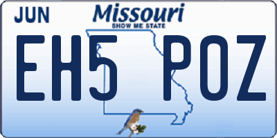 MO license plate EH5P0Z