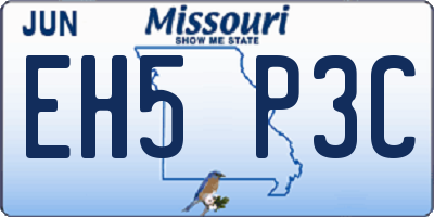 MO license plate EH5P3C
