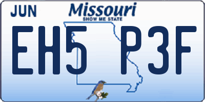 MO license plate EH5P3F