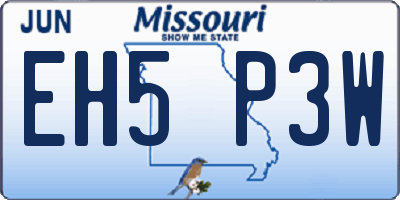 MO license plate EH5P3W