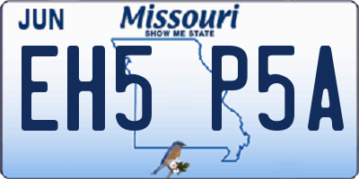 MO license plate EH5P5A