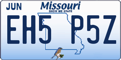 MO license plate EH5P5Z