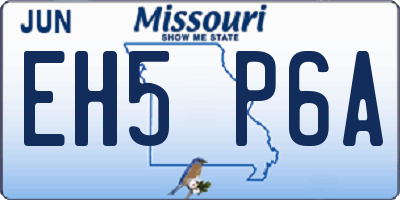 MO license plate EH5P6A