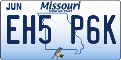 MO license plate EH5P6K