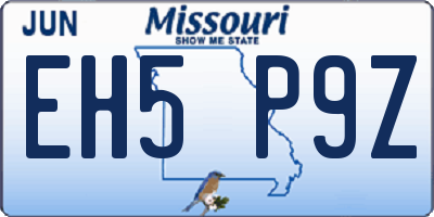 MO license plate EH5P9Z