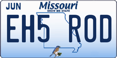 MO license plate EH5R0D