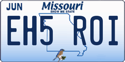 MO license plate EH5R0I