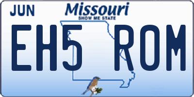 MO license plate EH5R0M