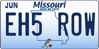 MO license plate EH5R0W