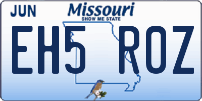 MO license plate EH5R0Z