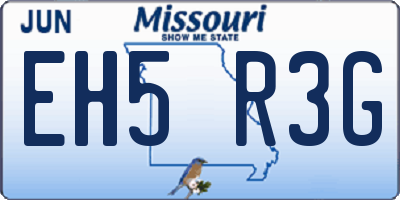 MO license plate EH5R3G