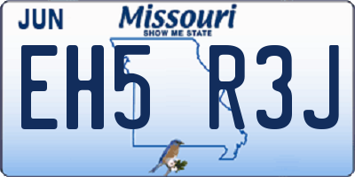 MO license plate EH5R3J