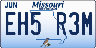 MO license plate EH5R3M