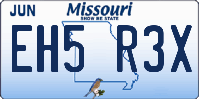MO license plate EH5R3X
