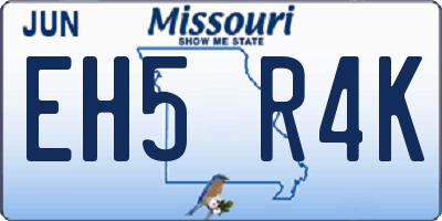MO license plate EH5R4K