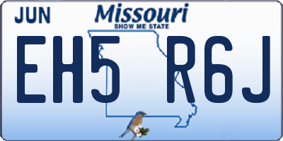 MO license plate EH5R6J