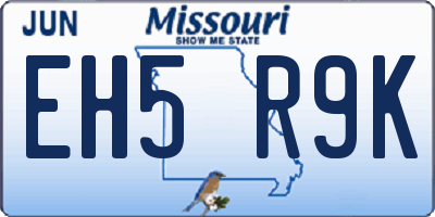 MO license plate EH5R9K