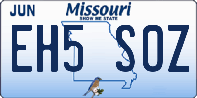 MO license plate EH5S0Z