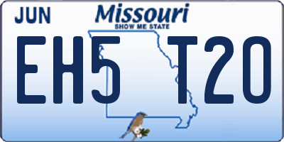 MO license plate EH5T2O