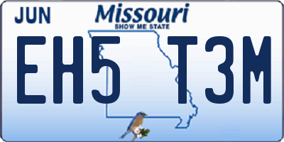 MO license plate EH5T3M