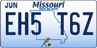 MO license plate EH5T6Z