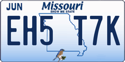 MO license plate EH5T7K