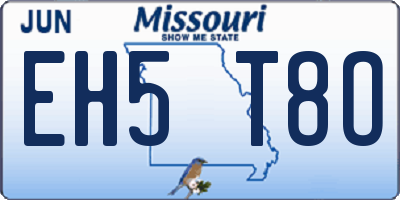 MO license plate EH5T8O