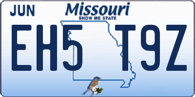 MO license plate EH5T9Z