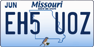 MO license plate EH5U0Z