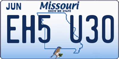 MO license plate EH5U3O
