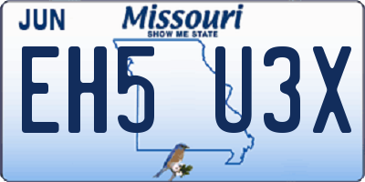 MO license plate EH5U3X