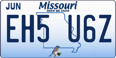 MO license plate EH5U6Z
