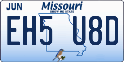 MO license plate EH5U8D