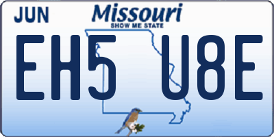MO license plate EH5U8E