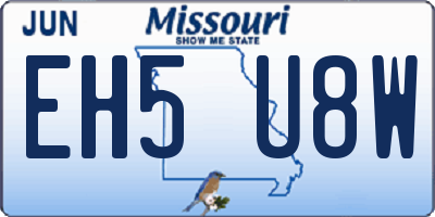 MO license plate EH5U8W