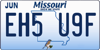 MO license plate EH5U9F