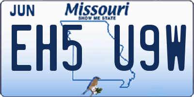 MO license plate EH5U9W