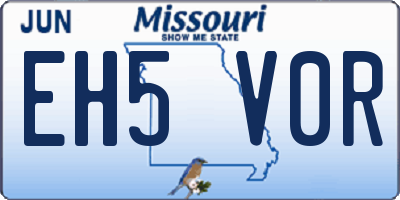 MO license plate EH5V0R