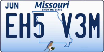 MO license plate EH5V3M