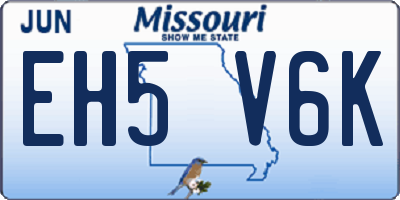 MO license plate EH5V6K