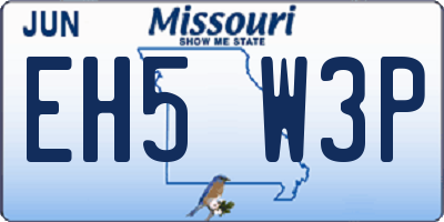 MO license plate EH5W3P
