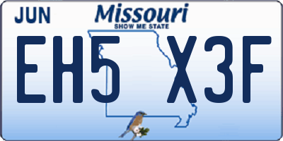 MO license plate EH5X3F