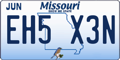 MO license plate EH5X3N