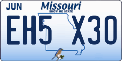 MO license plate EH5X3O